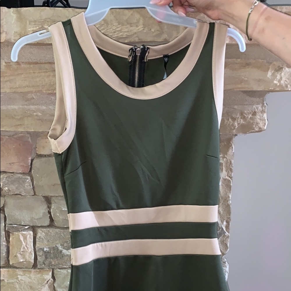 Army green dress with tang detail wore once
